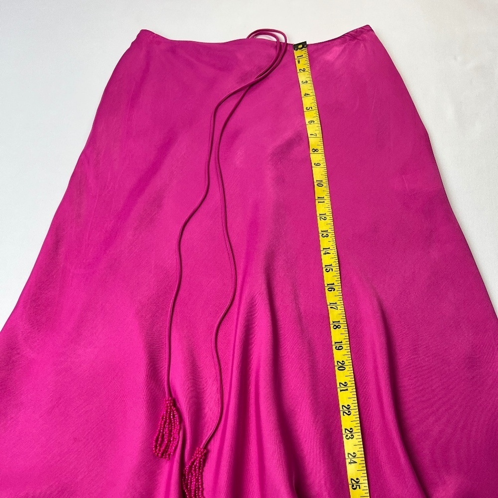 FARM Rio Satin Midi Skirt with Tassel Waist Tie - Picture 8 of 13